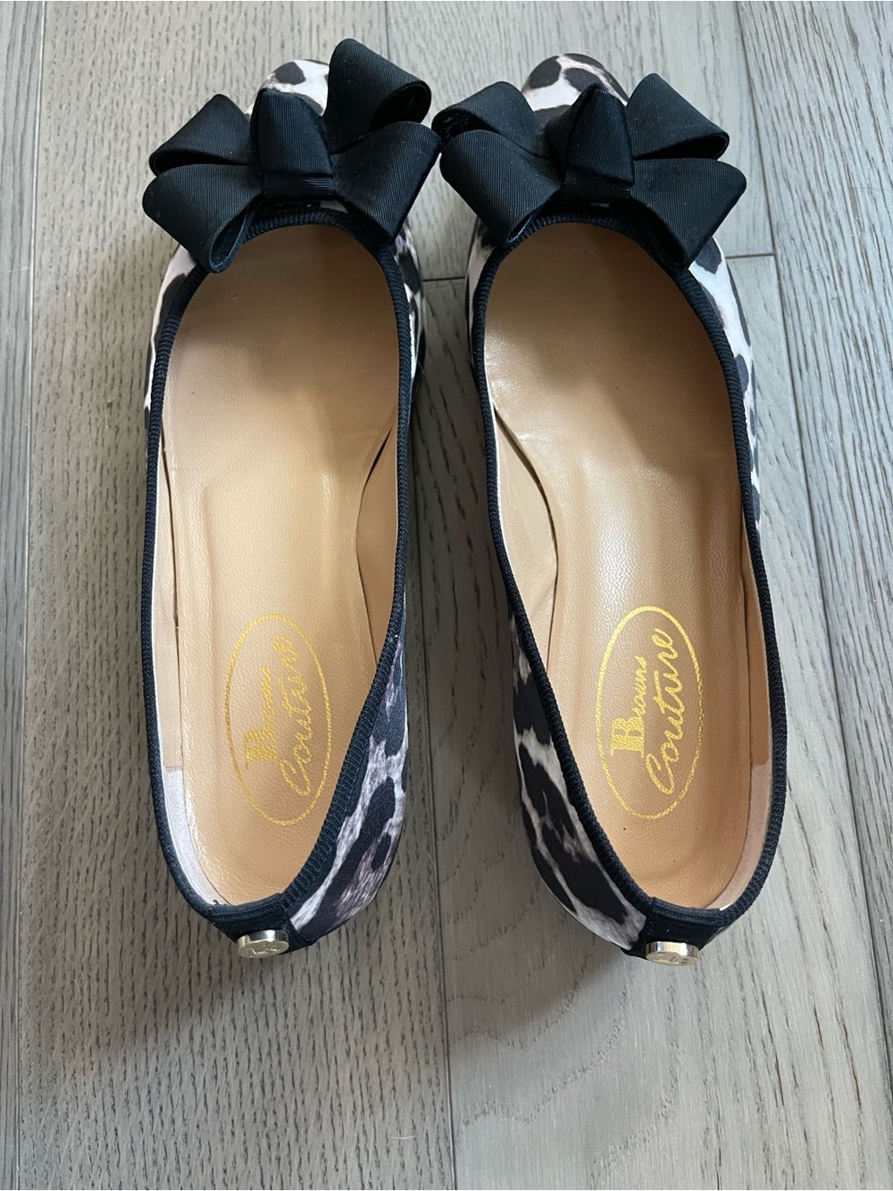 Leopard Print Ballet Flats with Black Bow Accent - Picture 5 of 7